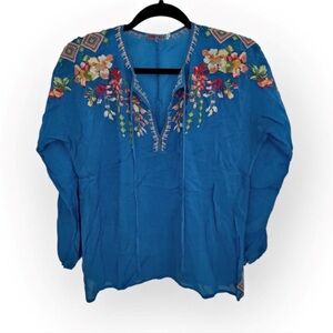 Vanessa Georgette Embroidered Tunic Top